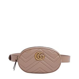 Authentic Gucci Marmont GG Belt Bag Fanny Pack Beige Leather